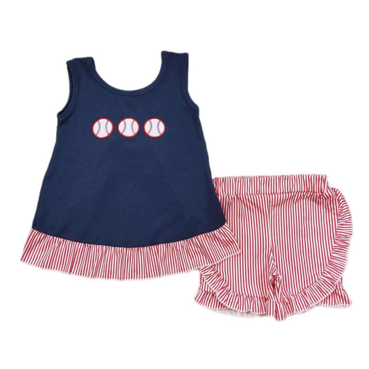 ᴡᴇᴇᴋʟʏ ᴘʀᴇ ᴏʀᴅᴇʀ Embroidered Baseball Trio Ruffle Set