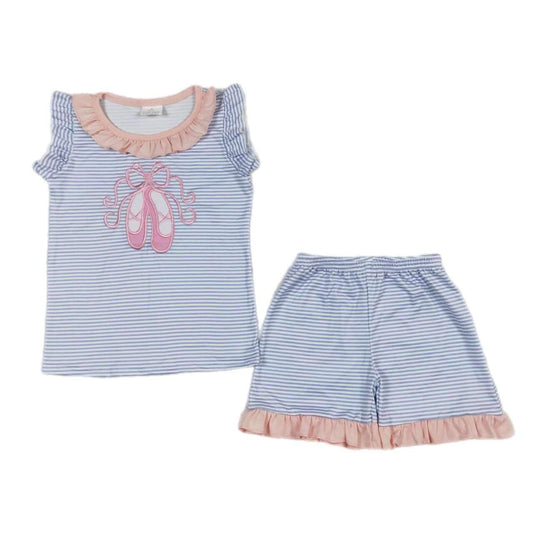 ᴡᴇᴇᴋʟʏ ᴘʀᴇ ᴏʀᴅᴇʀ Embroidered Ballet Ruffle Shorts Set