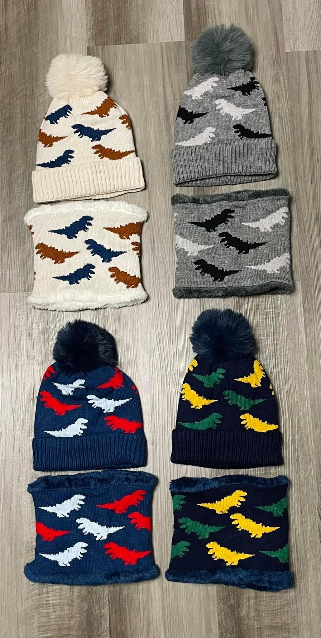 Pre-Order! Dino Beanie and Neck/Mouth Cover (4 colors)