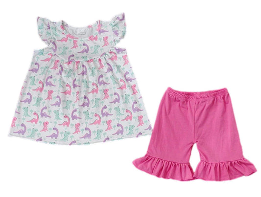 ᴡᴇᴇᴋʟʏ ᴘʀᴇ ᴏʀᴅᴇʀ Dino Ruffle Shorts Set