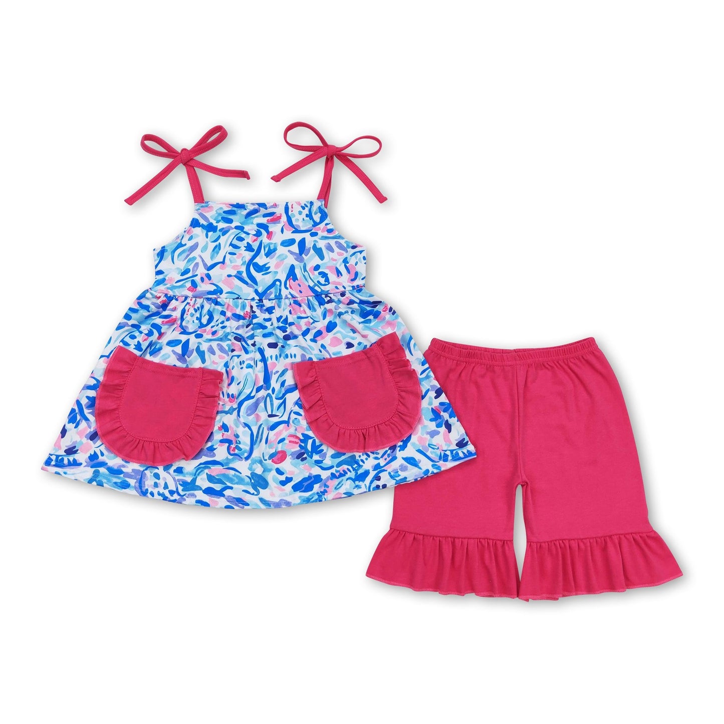 ᴡᴇᴇᴋʟʏ ᴘʀᴇ ᴏʀᴅᴇʀ Watercolor Ruffle Shorts Set