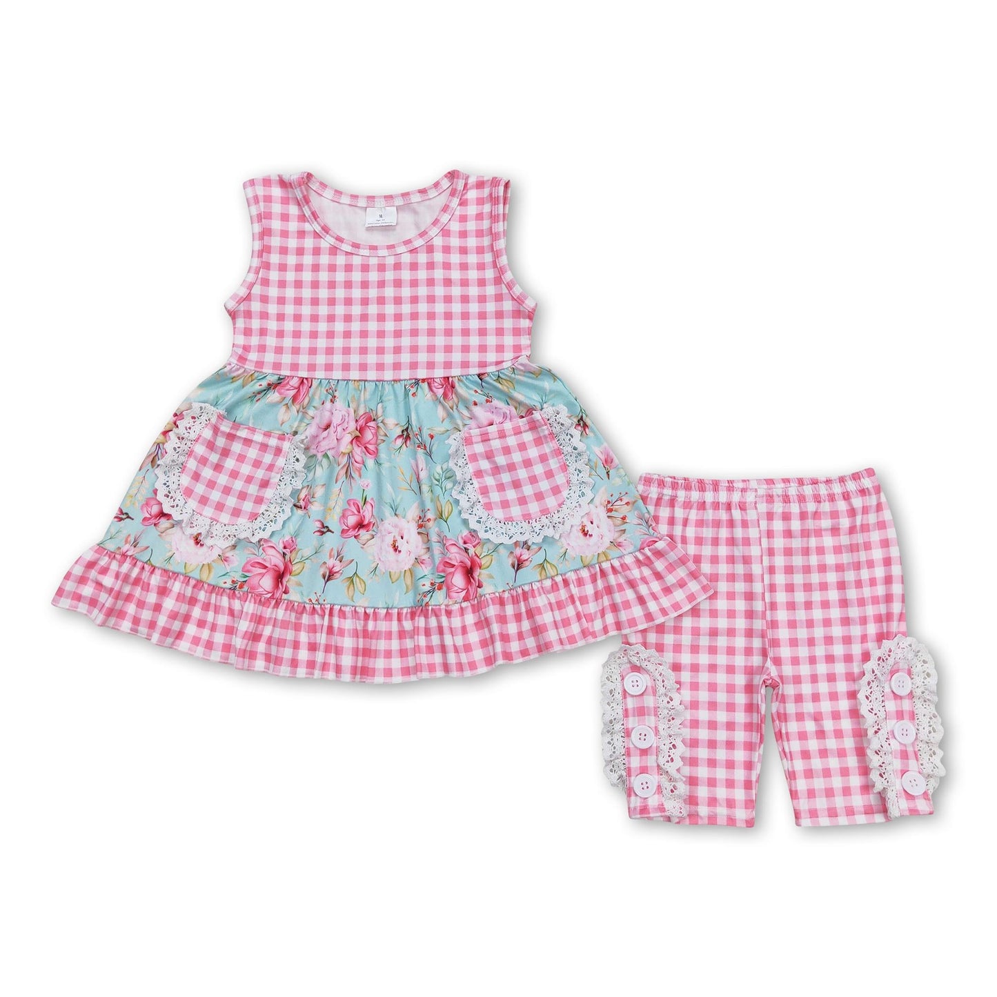 ᴡᴇᴇᴋʟʏ ᴘʀᴇ ᴏʀᴅᴇʀ Checkered Pink Floral Shorts Set