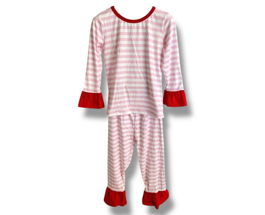 4T  Pink and White Striped Ruffle Lounge *CLOSEOUT SALE*