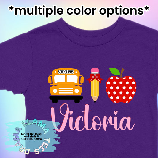 ✨Drama Llama Original✨ Back to School Triple Element Name Tees *multiple color options*