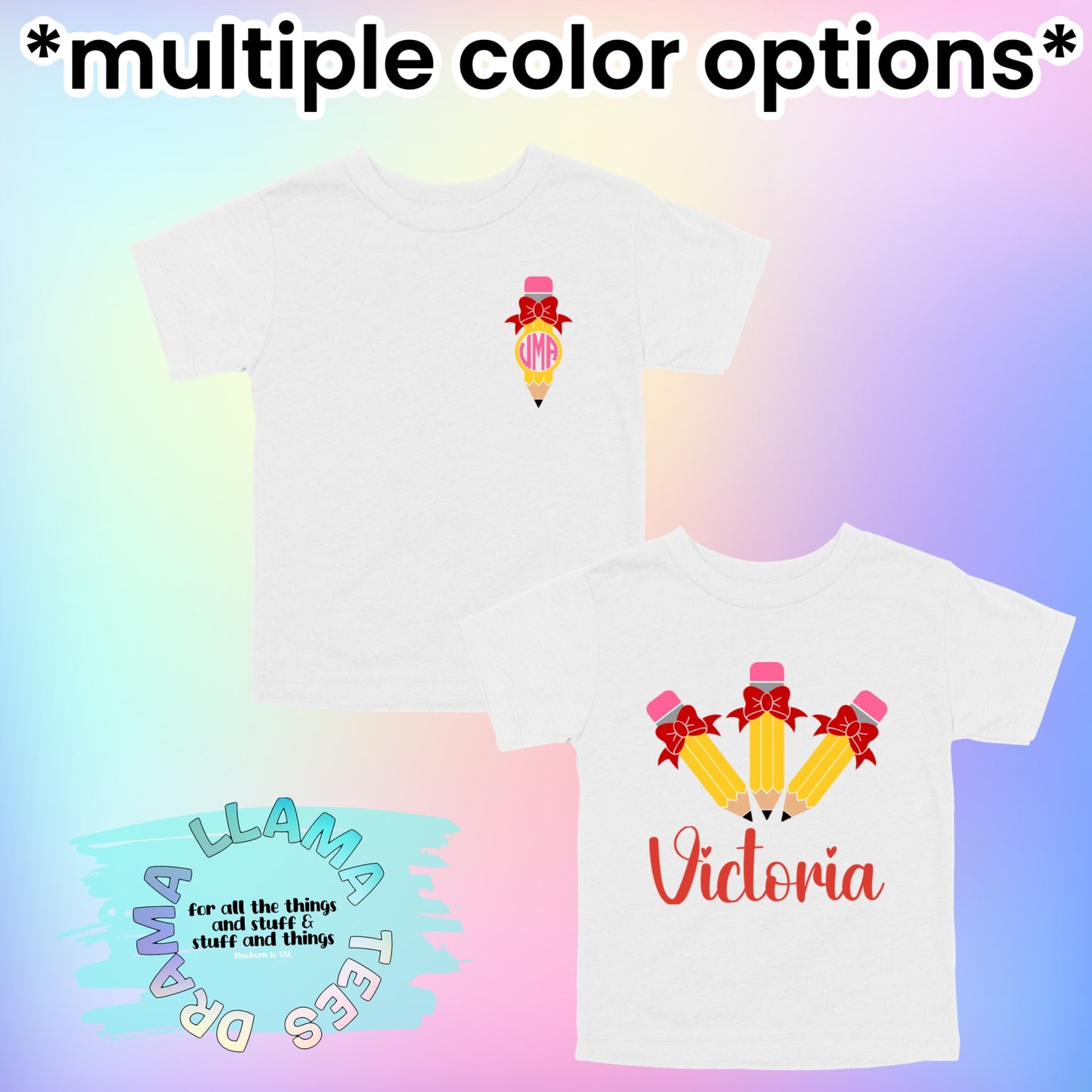 Double-Sided Bow Pencil Tees *multiple color options*