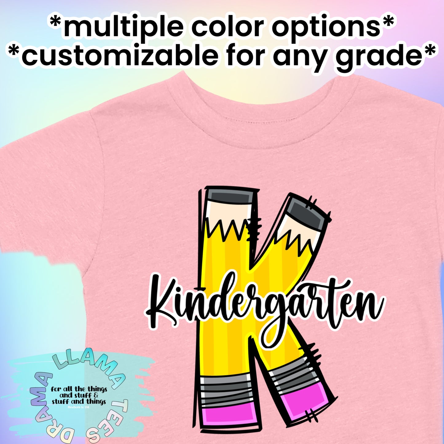 ✨Drama Llama Original✨ 
Back to School Any Grade Pencil Tees (Cursive) *multiple color options*