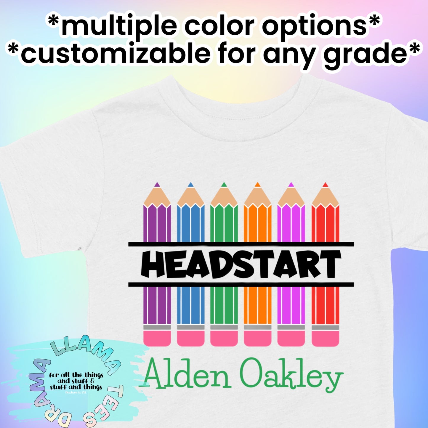 Coloring Pencil Grade and Name Tees *multiple color options* Any Grade