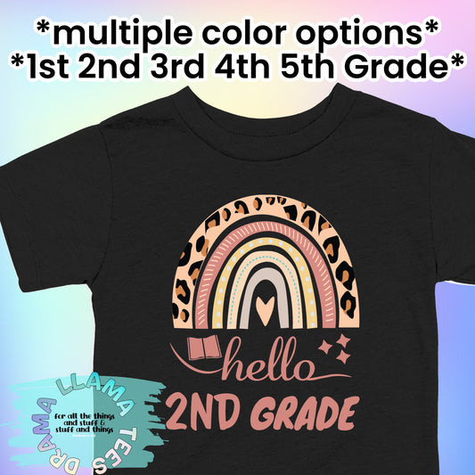 Back to School Boho Leopard Rainbow Grade Tees *multiple color options*