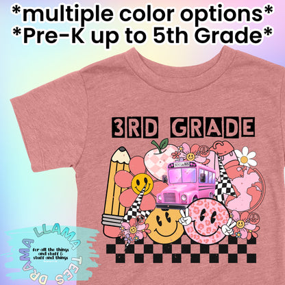 Back to School Trendy Girl Grade Tees *multiple color options* (Pre-K to 6th)