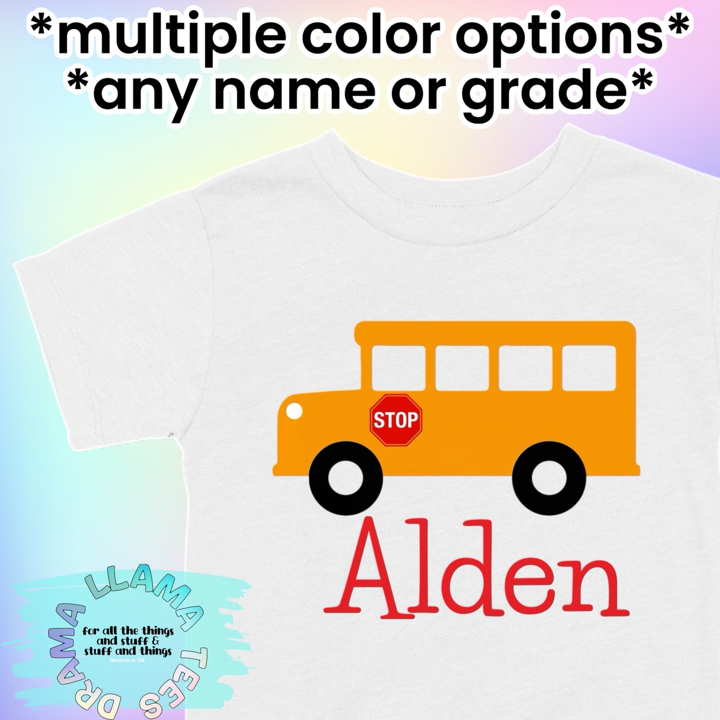 Back to School School Bus Name Tees *multiple color options*