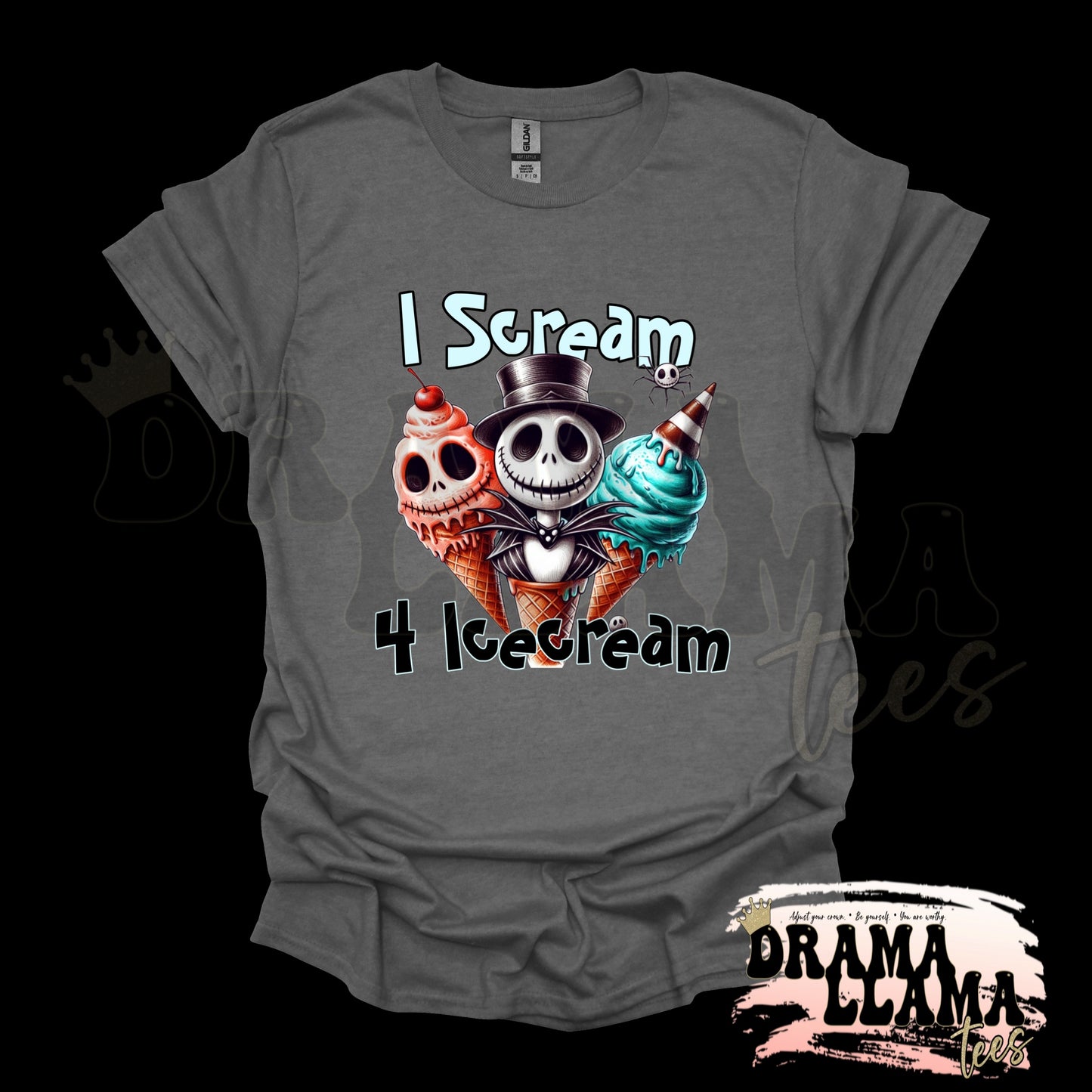Adult Spooky Drop 1 Tees- CHARCOAL