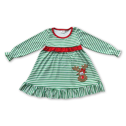 ᴡᴇᴇᴋʟʏ ᴘʀᴇ ᴏʀᴅᴇʀ Christmas Embroidered Reindeer Stripes Dress