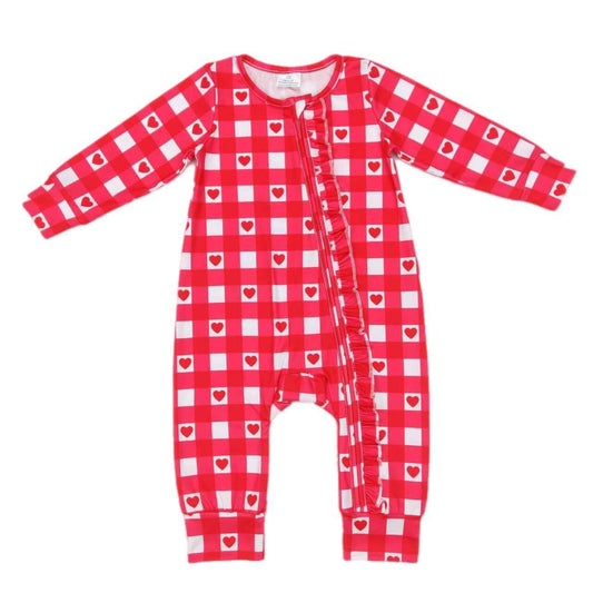 ᴡᴇᴇᴋʟʏ ᴘʀᴇ ᴏʀᴅᴇʀ Valentine's Day Checkered Heart Ruffle Zippie