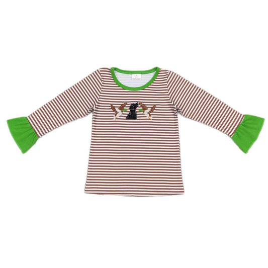 ᴡᴇᴇᴋʟʏ ᴘʀᴇ ᴏʀᴅᴇʀ Embroidered Duck Hunter Long Sleeve Ruffle Tee