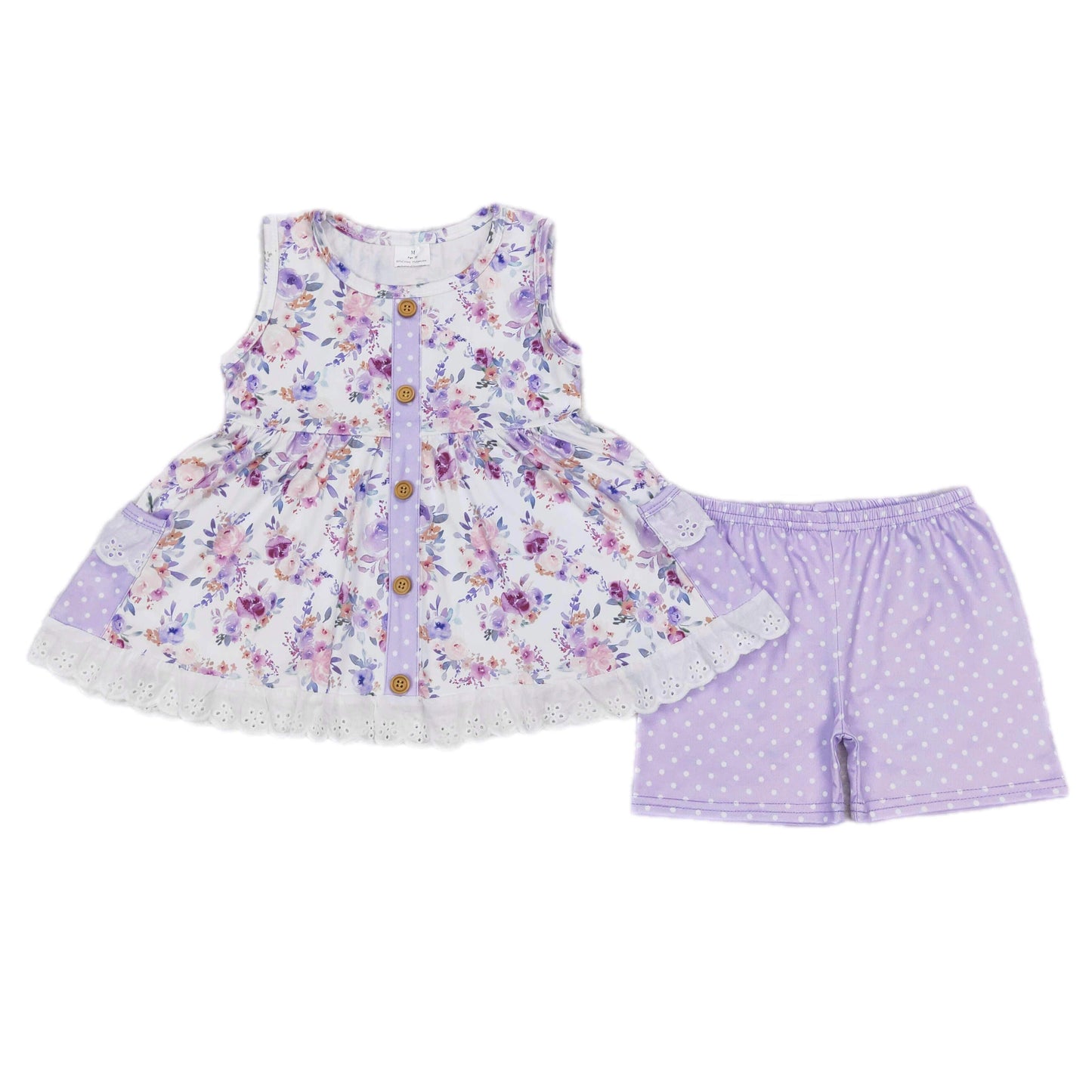 ᴡᴇᴇᴋʟʏ ᴘʀᴇ ᴏʀᴅᴇʀ Purple Floral Tank with Lace Shorts Set