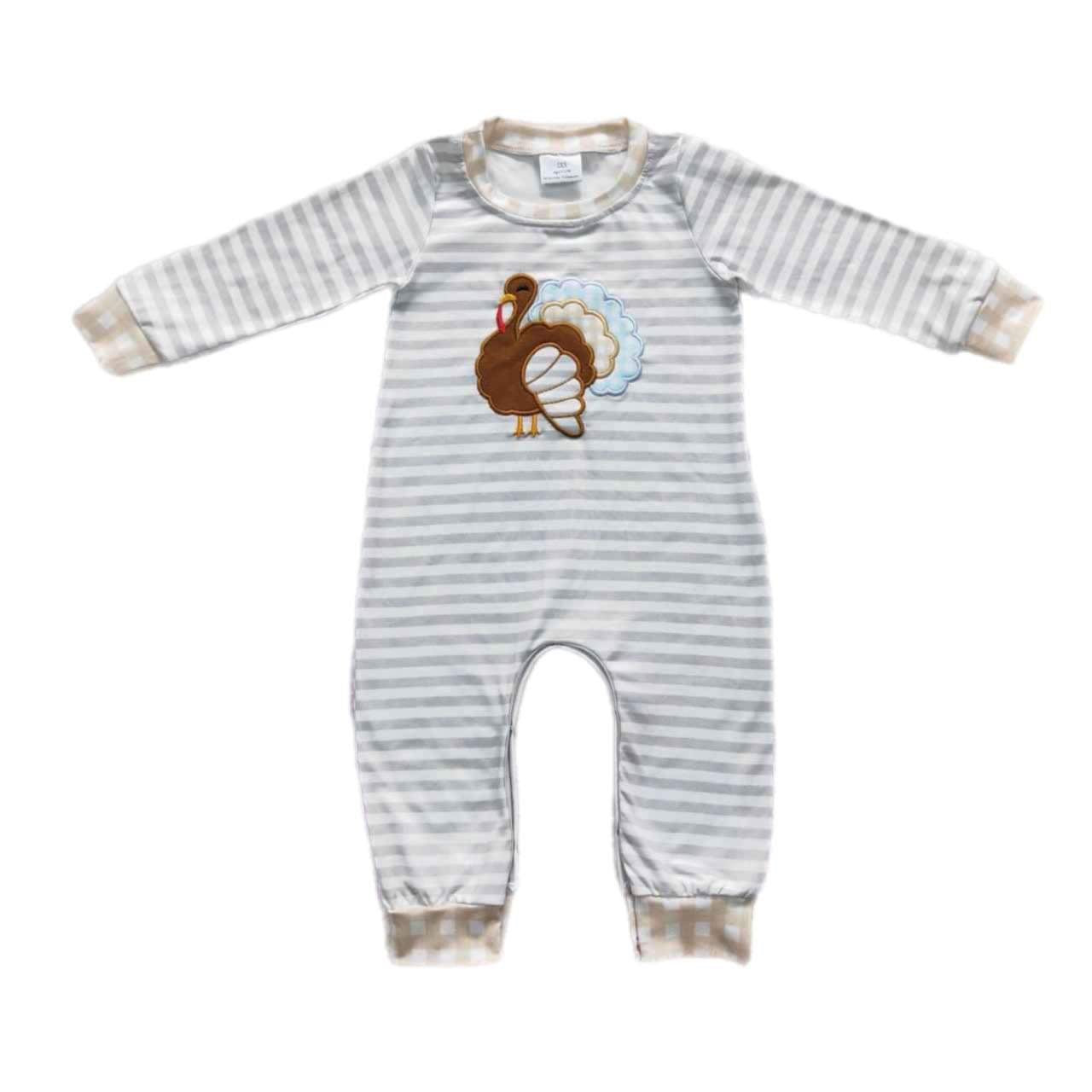 ᴡᴇᴇᴋʟʏ ᴘʀᴇ ᴏʀᴅᴇʀ Thanksgiving Embroidered Turkey Romper