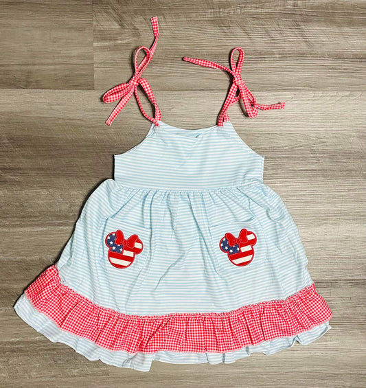 ʀᴇᴀᴅʏ ᴛᴏ ꜱʜɪᴘ! Embroidered 4th of July Magical Dress with Tie Straps!