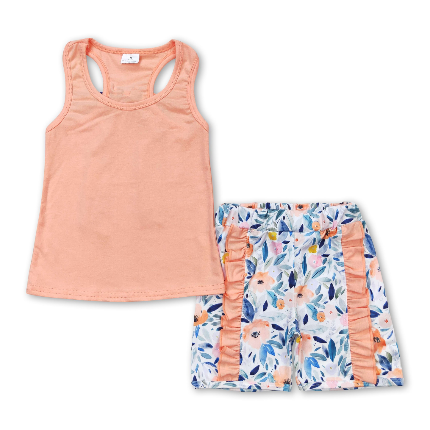 ᴡᴇᴇᴋʟʏ ᴘʀᴇ ᴏʀᴅᴇʀ Peach Floral Tank and Shorts Set