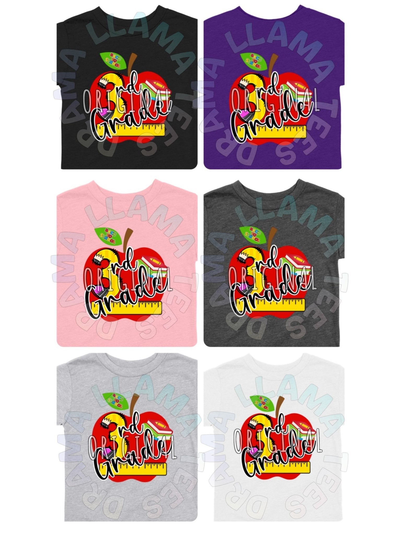 *Any Grade* Drama Llama Original Back to School Tees | Apple Grades with Cursive *multiple color options* - Toria's Den Boutique | Drama Llama Tees