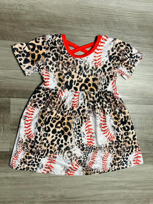 12-18mo    ʀᴇᴀᴅʏ ᴛᴏ ꜱʜɪᴘ! Baseball Leopard Print Dress