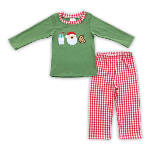 ᴡᴇᴇᴋʟʏ ᴘʀᴇ ᴏʀᴅᴇʀ Christmas Embroidered Cookies and Milk Pants Set