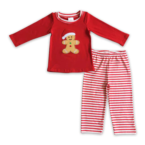 ᴡᴇᴇᴋʟʏ ᴘʀᴇ ᴏʀᴅᴇʀ Christmas Embroidered Gingerbread Red Stripes Set