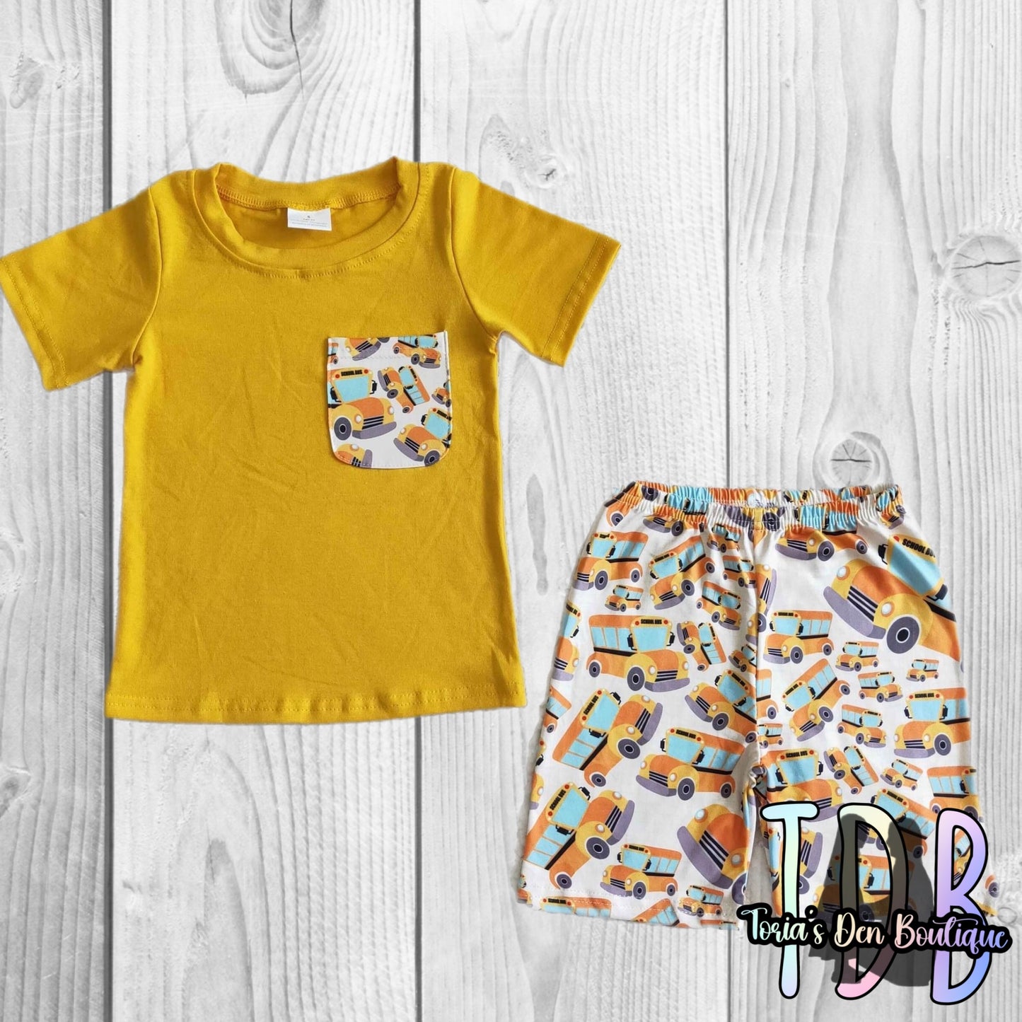 ᴡᴇᴇᴋʟʏ ᴘʀᴇ ᴏʀᴅᴇʀ Back to School Bus Pocket Tee Set