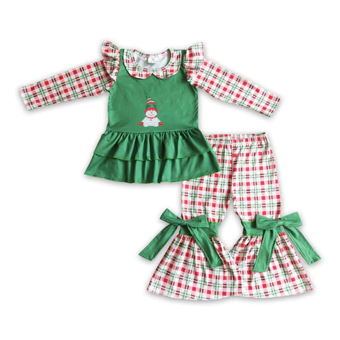 ᴡᴇᴇᴋʟʏ ᴘʀᴇ ᴏʀᴅᴇʀ Snowman Plaid Ruffle Set