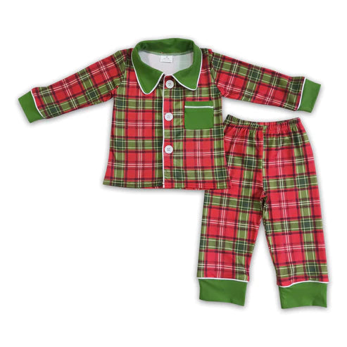 Christmas Plaid Button Up Lounge: Pre-Order