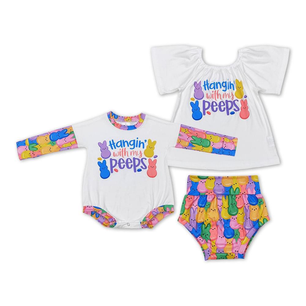 ᴡᴇᴇᴋʟʏ ᴘʀᴇ ᴏʀᴅᴇʀ Easter Hanging with my Peeps Bubble Romper & Bummie Set