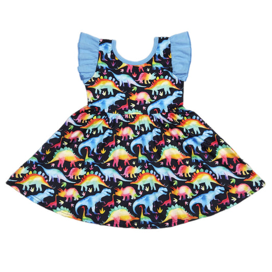 ᴡᴇᴇᴋʟʏ ᴘʀᴇ ᴏʀᴅᴇʀ Rainbow Dino Flutter Dress