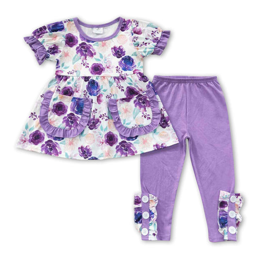 ᴡᴇᴇᴋʟʏ ᴘʀᴇ ᴏʀᴅᴇʀ Purple Floral Ruffle Set