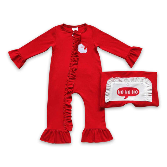 Christmas Santa Ruffle Zippie: Pre-Order