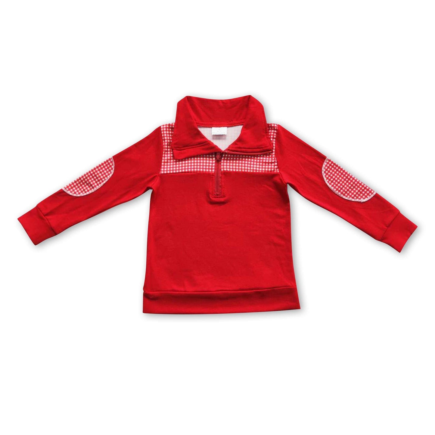 ᴡᴇᴇᴋʟʏ ᴘʀᴇ ᴏʀᴅᴇʀ Pullover- Red Plaid with Elbow Patches Quarter Zip