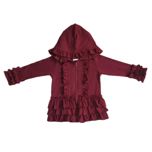 ᴡᴇᴇᴋʟʏ ᴘʀᴇ ᴏʀᴅᴇʀ Maroon Ruffle Zip Up