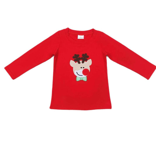 ᴡᴇᴇᴋʟʏ ᴘʀᴇ ᴏʀᴅᴇʀ Christmas Embroidered Reindeer Long Sleeve Tee