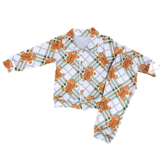 Christmas Gingerbread Plaid Button Up Lounge: Pre-Order