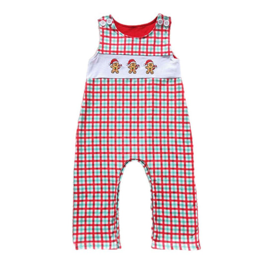 ᴡᴇᴇᴋʟʏ ᴘʀᴇ ᴏʀᴅᴇʀ Christmas Embroidered Gingerbread Santa Plaid Overalls