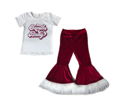 ᴡᴇᴇᴋʟʏ ᴘʀᴇ ᴏʀᴅᴇʀ Christmas Santa Baby Fur Velvet Set