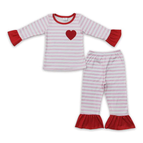 ᴡᴇᴇᴋʟʏ ᴘʀᴇ ᴏʀᴅᴇʀ Valentine's Day Embroidered Ruffle Heart Lounge Set