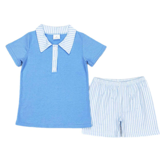 ᴡᴇᴇᴋʟʏ ᴘʀᴇ ᴏʀᴅᴇʀ Blue Polo Shorts Set