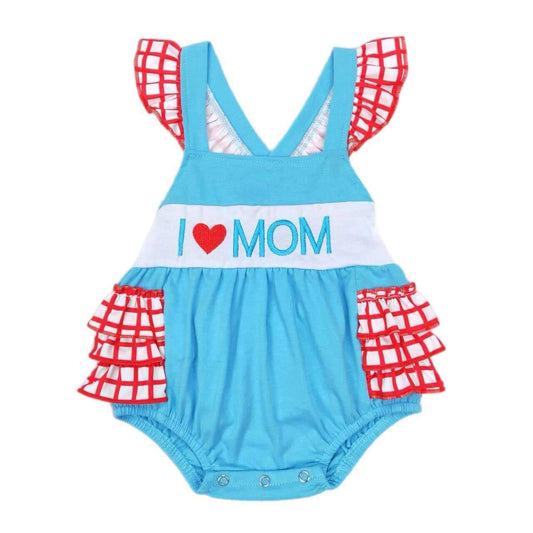 ᴡᴇᴇᴋʟʏ ᴘʀᴇ ᴏʀᴅᴇʀ Embroidered I Love Mom Ruffle Bubble